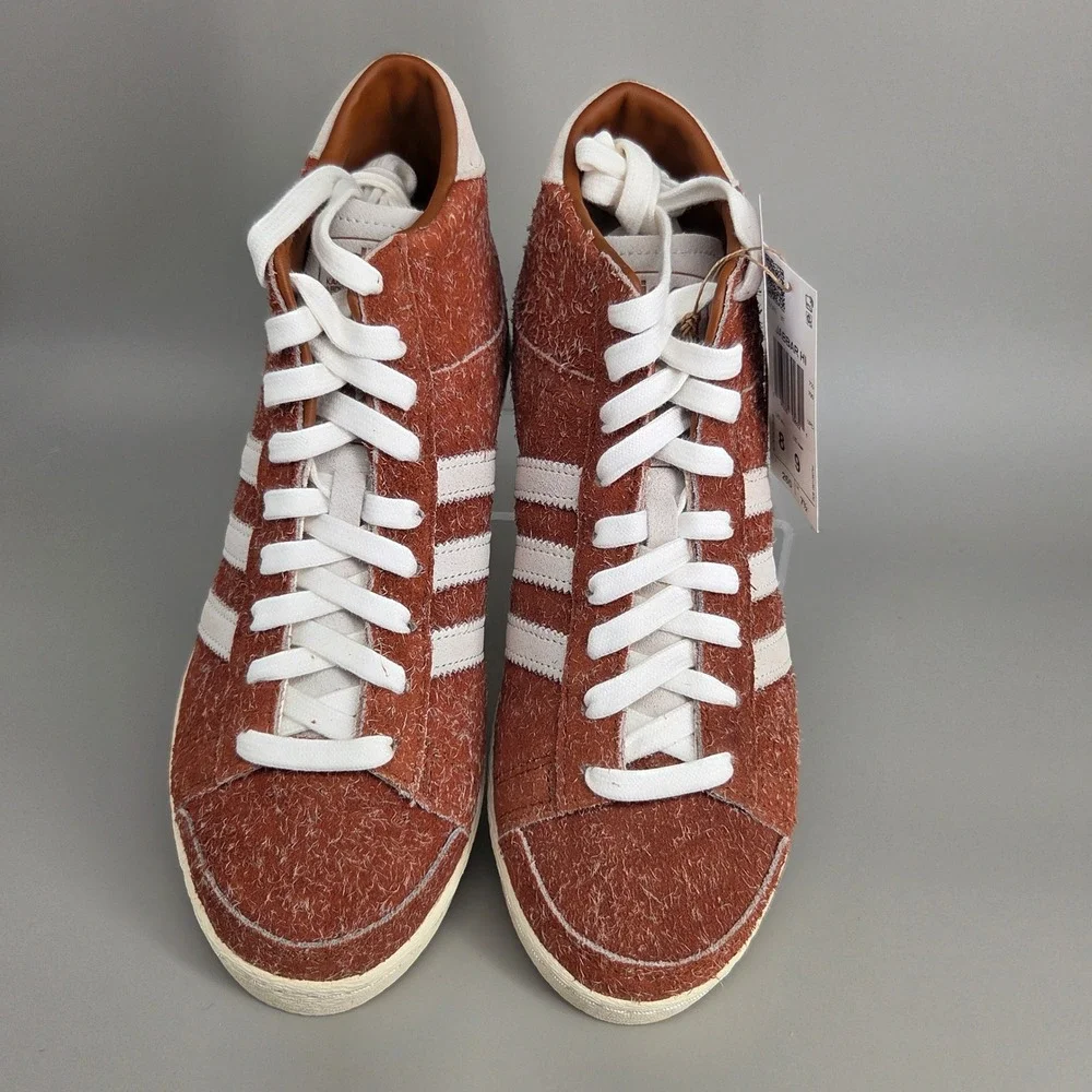Adidas Jabbar Hi‎ Mens 8 Burnt Orange Hairy Suede High Top Sneakers Retro Sporty